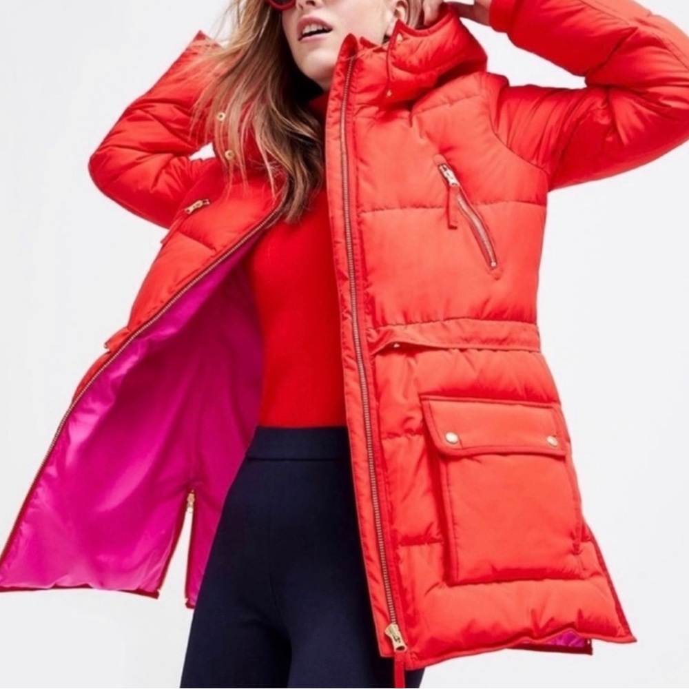 J. Crew Factory Bright Red Puffer Jacket